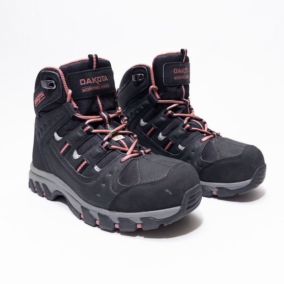 Dakota Work Pro Series Steel Toe Hiking Work Boots Women 7 Black Pink - Picture 3 of 17